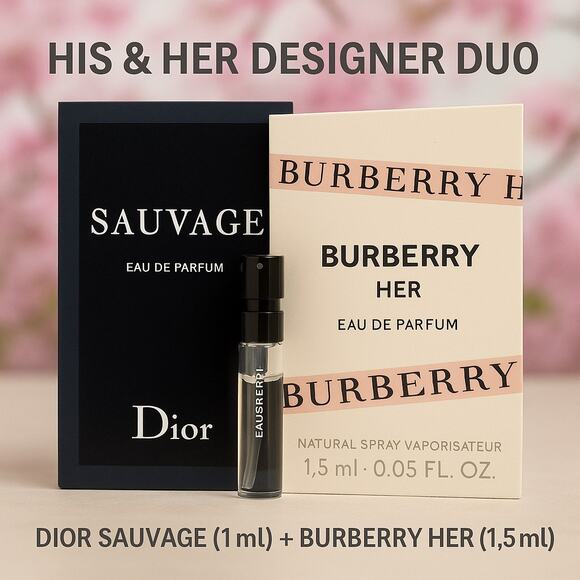 DUO: Dior Sauvage (1ml) + Burberry Her (1.5ml) - Picture 1 of 1